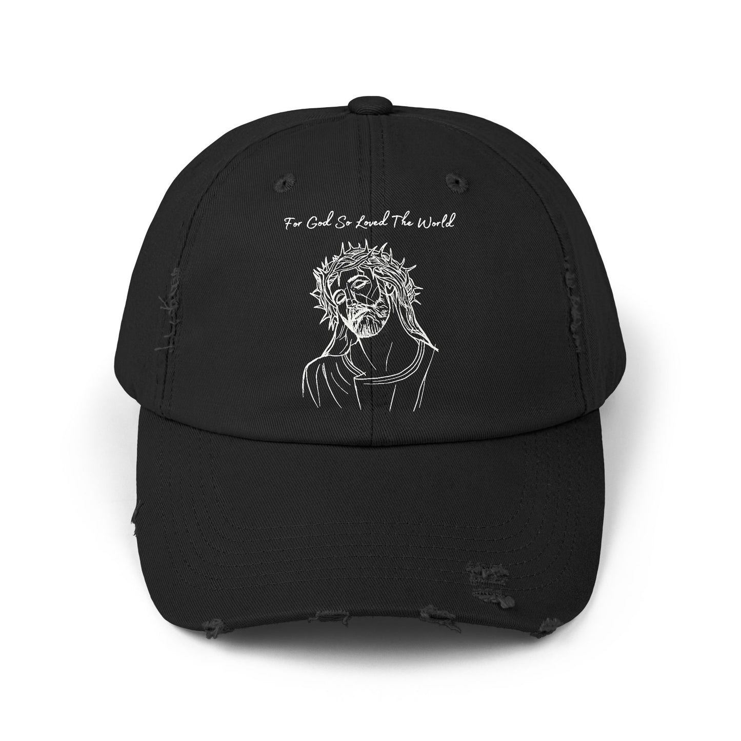 Front of Black For God So Loved Christian Hat