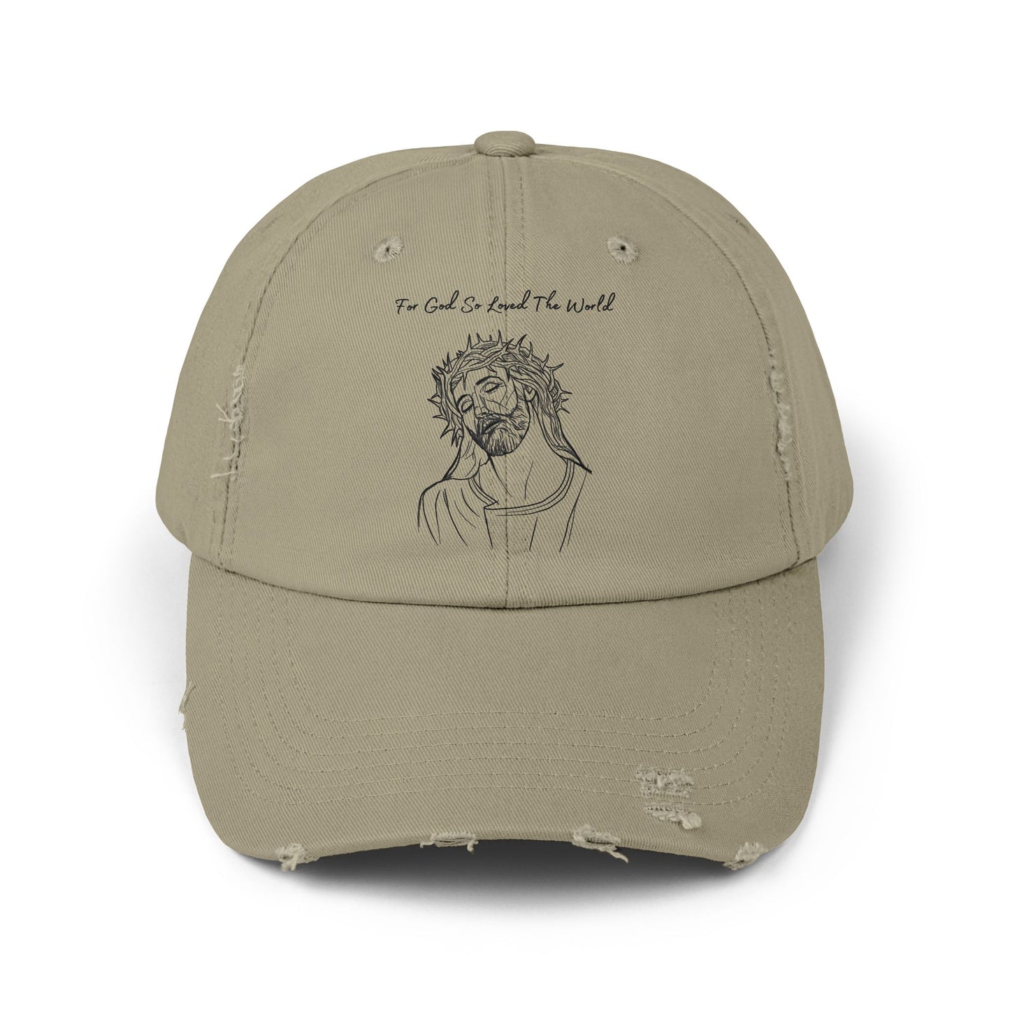 Front of Light Olive For God So Loved Christian Hat