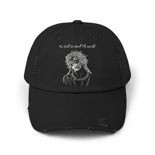 Front of Black For God So Loved Christian Hat