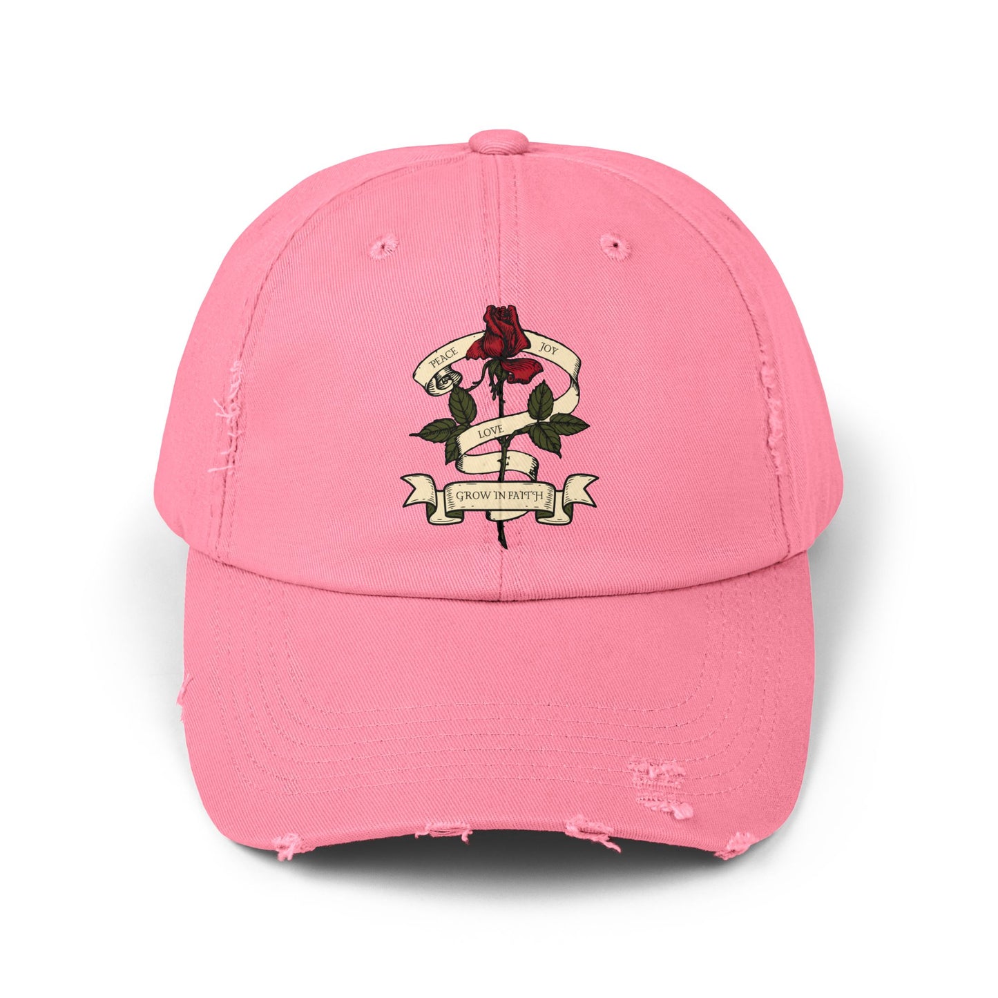 Front of Pink Grow In Faith Christian Hat
