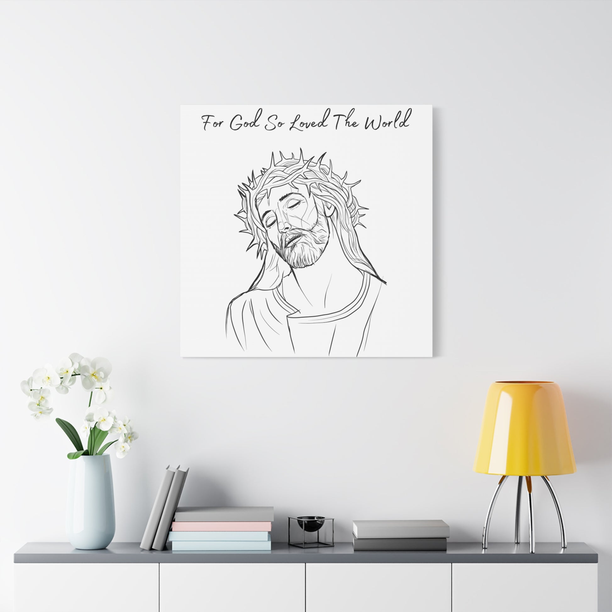 God So Loved Canvas Christian Wall Art  32" x 32"
