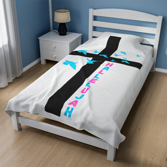 Hallelujah Christian Blanket 60" x 80" On Bed