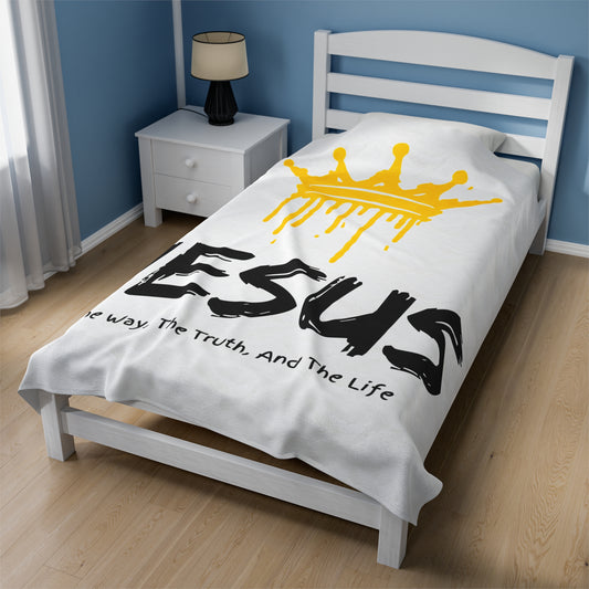 King Jesus Christian Blanket 60" x 80" On Bed